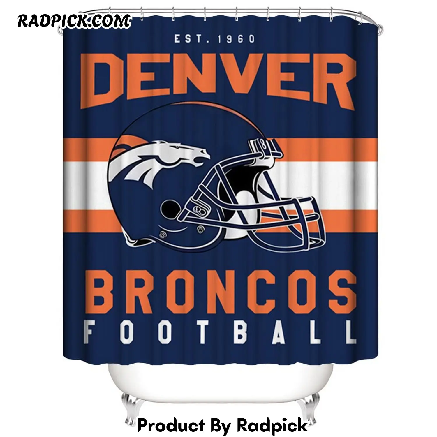 Football helmet flag colorado denver broncos shower curtain rp387924
